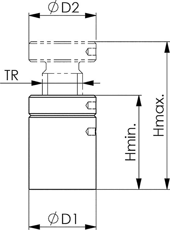 AMF 6401- 52 Alu-Schraubbock, Größe : 52, H min.: 42, H max.: 52, F max.: 30 kN - LE 6401 52 Alu-Schraubbock -Skizze