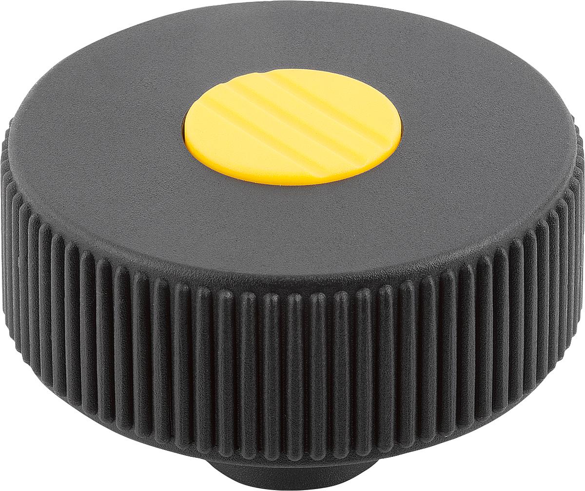 Kipp K0260.43107 NOVO.GRIP RÄNDELRAD  GR.3  FORM H, D=63, D3=10, DECKEL RAPSGELB - K0260-43107 NOVO GRIP RAENDELRAD GR 3 FORM H - D 63 - D3 10 - DECKEL RAPSGELB