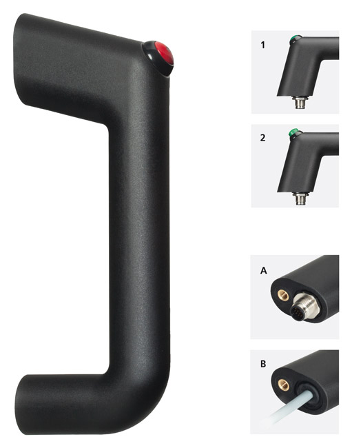 Leschhorn FG11-3KR.160.84   Funktionsgriffe Typ 1 rot Anschluß Kabel, A 160,  Griff mit 1 Taster - Leschhorn FG11 Funktionsgriffe mit Drucktaster und LED Beleuchtung details