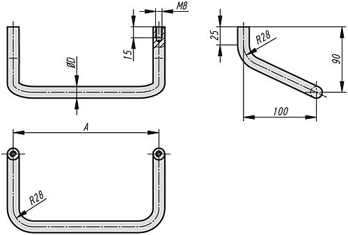 Norelem 06945-20016 KOMMANDOGEHÄUSEGRIFF, A=200 - Norelem 06945 Kommandogehaeusegriffe