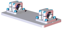 DESTACO BM1-45-DE Basisträger doppelt für 45 mm Profile ohne Lochbild der Roboterschnittstelle, Tragrohr G= 45 mm, Lastwert: 350 Nm, Material: Druckguss Aleminium - LE70000 BM1-45-SE-00 Einfach Rohr