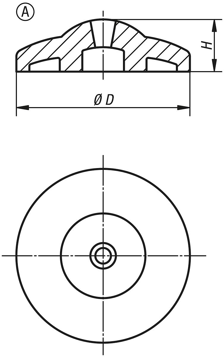Kipp K0428.10302 TELLER F.STELLFUSS ECO LINE FORM A, EDELSTAHL - K0428-A Teller fuer Stellfuesse ECO Line - Form A - Massblatt
