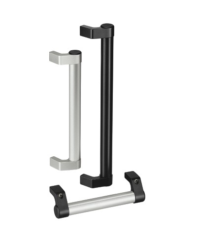 Leschhorn W1-30.R500.S37   spritzwasserdichte Rundrohrgriffe für rückseitiges Anschrauben A 500,  Schenkel schwarz / Rohr Edelstahl - komplett montiert - W1 Rundrohrgriff