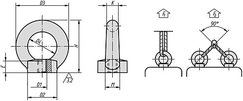 Kipp K0768.112 RINGMUTTER ÄHNL. DIN 582,     EDELSTAHL, D1=M12 - KIPP K0768 Ringmuttern aehnlich DIN 582
