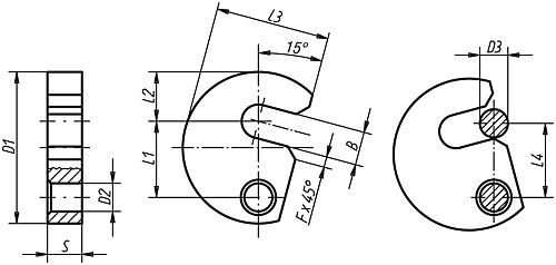 DIN 6371, 07520-06 SCHWENKSCHEIBE  D3=6 - Norelem 07520 Schwenkscheiben fuer Vorrichtungen DIN 6371