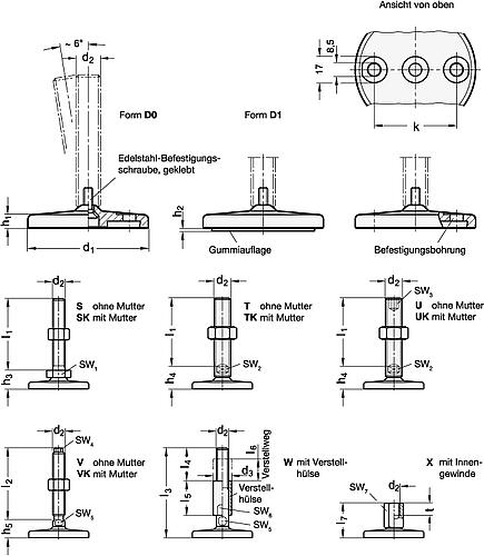 Ganter 23-100-M10-100-D0-S Edelstahl Stellfüße - GN 23 Edelstahl Stellfuesse-Abbildung