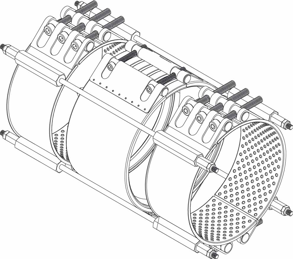 Leschhorn Ankerset, zugfest  MULTI-FIX, DA 400; PS 6; BL Ankerschelle 140; BL Verbindungsstab 677; Dichtung EPDM, Material A2 - MULTI-FIX - technische Zeichnung