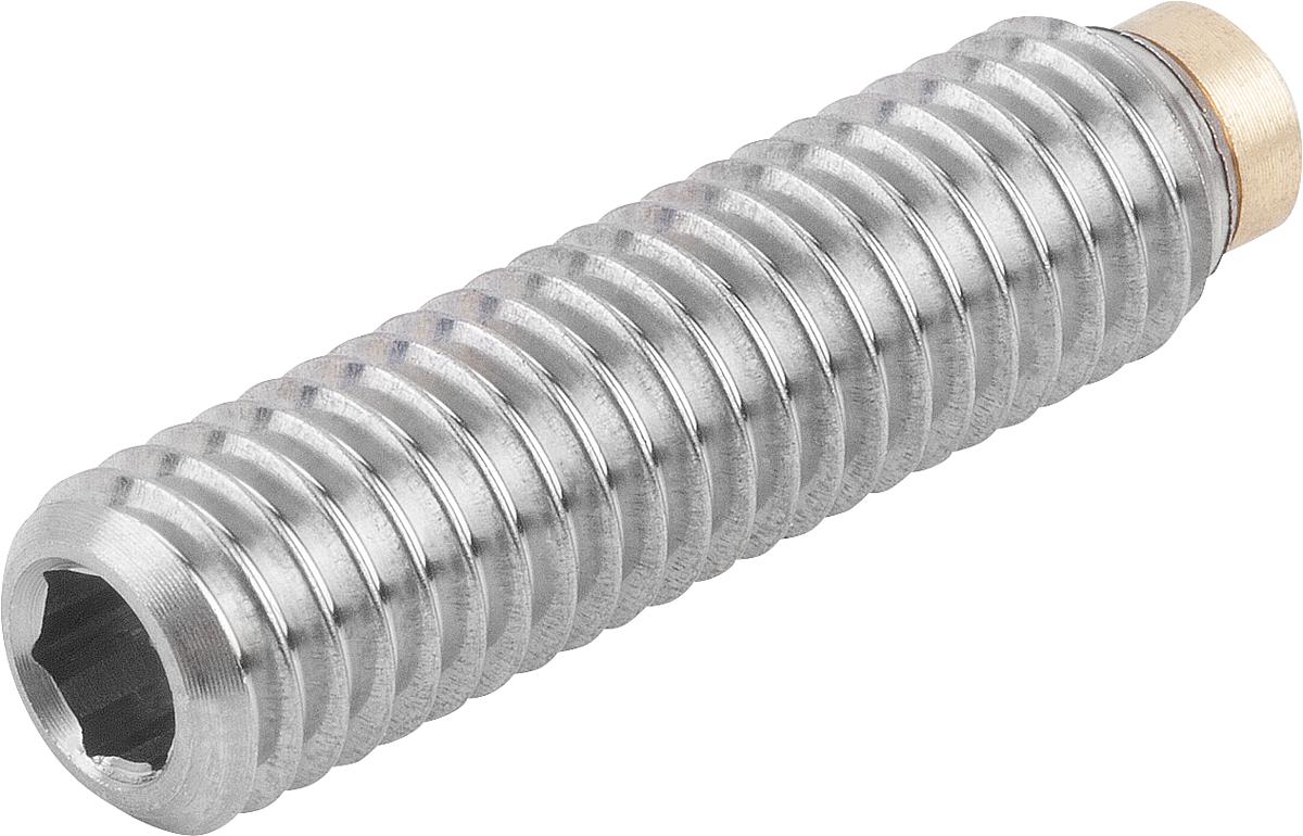 Norelem 07119-061X175 DRUCKSCHRAUBE M6X17,5         EDELSTAHL MIT MESSINGBOLZEN - 07119-061X175 DRUCKSCHRAUBE M6X17-5         EDELSTAHL MIT MESSINGBOLZEN