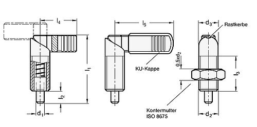 Ganter 612-10-M16-A RASTRIEGEL - GN 612 Rastriegel - Stahl-Skizze
