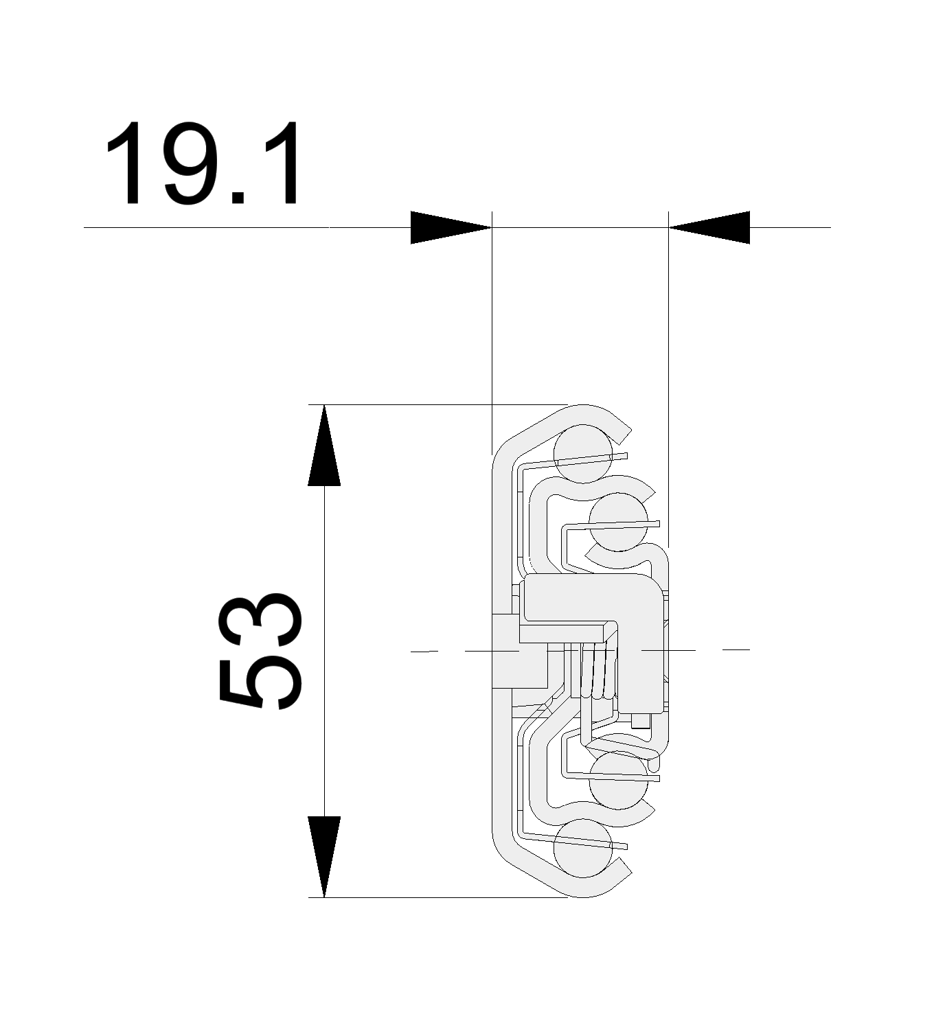 Accuride DZ5306-0030DO Teleskopschienen 100% Vollauszug, 19,1x53, SL 300, TR 323, 90kg - DZ5306DO Vollauszug-Teleskopschiene mit Einrastauszug - Profil