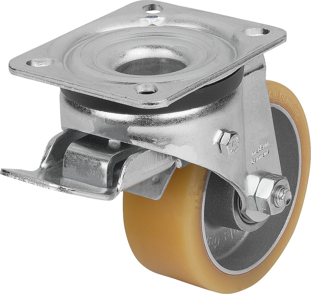 Norelem 95028-100402 LENKROLLE MIT FESTSTELLSYS STOP-TOP, POLYURETHAN, KOMP:STAHL, D=100, B=40 - 95028-100402 Lenkrolle mit stop top