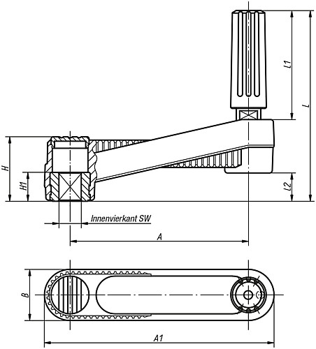 Kipp K0659.4108 NOVO.GRIP HANDKURBEL ZYL.GRIFF DREHBAR, GR.1, A=80, SW 8 - KIPP K0659-IV Handkurbeln mit Zylindergriff drehba