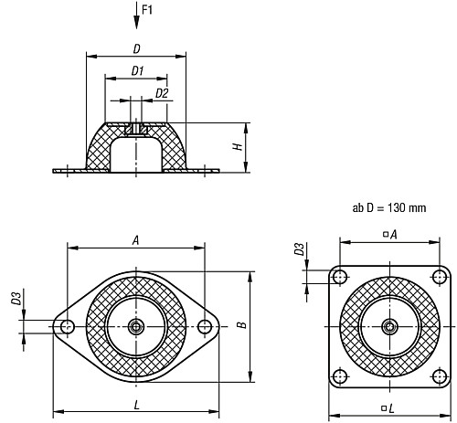 Norelem 27750-18008540 HUTELEMENT TYP H2, D=180, H=85, mit ovalem Flansch - Norelem 27750 Hutelemente Typ H2