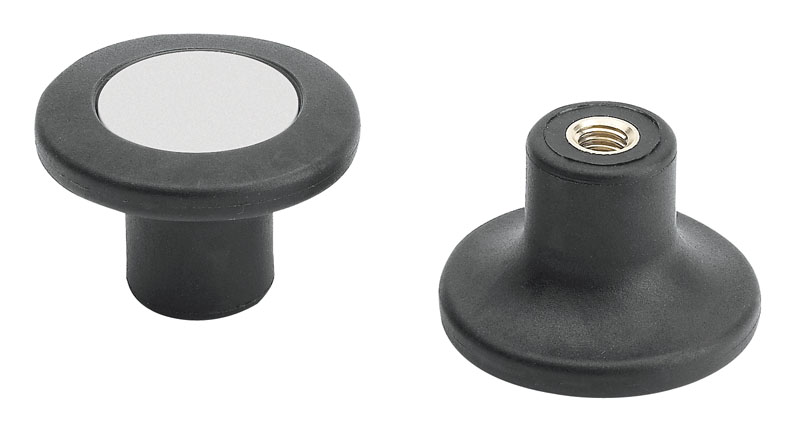 Leschhorn I131 Pilzgriffe  D 45; d 21; Gewinde d1 M12; Kunststoff PA, schwarz, - Boteco I131 Pilzgriffe