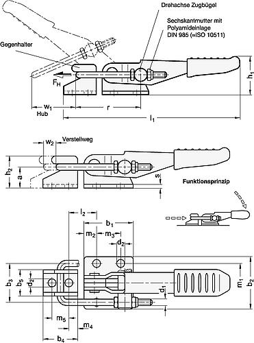 Ganter 851-320-T2 VERSCHLUSS SPANNER - GN 851 Verschlussspanner fuer Zugspannung-Skizze