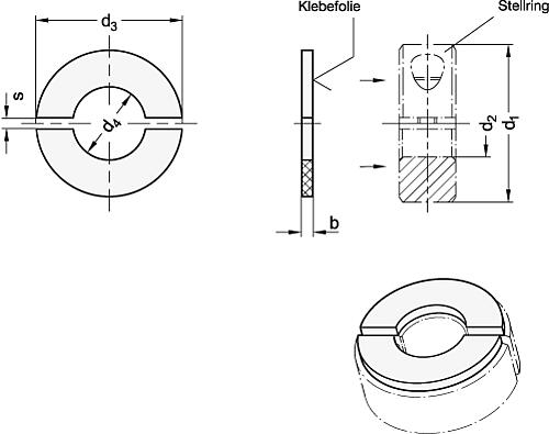 Ganter 7072.30-30-B12 Dämpfungsscheiben, für geteilte Stellringe - GN 7072-30 Daempfungsscheiben - fuer geteilte Stellringe-Skizze