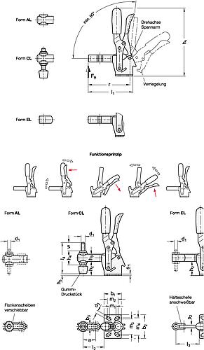Ganter 810.3-130-AL-NI Edelstahl Schnellspanner, Spannhebel vertikal, mit Verriegelung, mit waagrechtem Fuß - GN 810-3 Edelstahl Schnellspanner - Spannhebel vertikal
