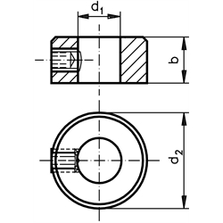 Leschhorn 07109.110 Stellringe DIN 703  mit Gewindestift DIN 914, Stahl blank - d1 = 110, d2 = 160, b = 32; Gewinde 2xM16 - DIN 703 Schwere Ausfuehrung -TZ