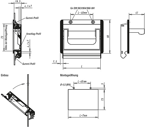 Kipp K0239.16721 PROFIL KLAPPGRIFF FORM B, L=167, SCHWARZ ELOXIERT - KIPP K0239-B Profil Klappgriffe - Form B