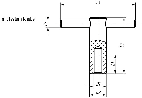 Norelem 06140-110 KNEBELMUTTER MIT FESTEM KNEBEL, M10, L1=20 - Norelem 06140-FK Knebelmuttern mit festem Knebel DIN 6305