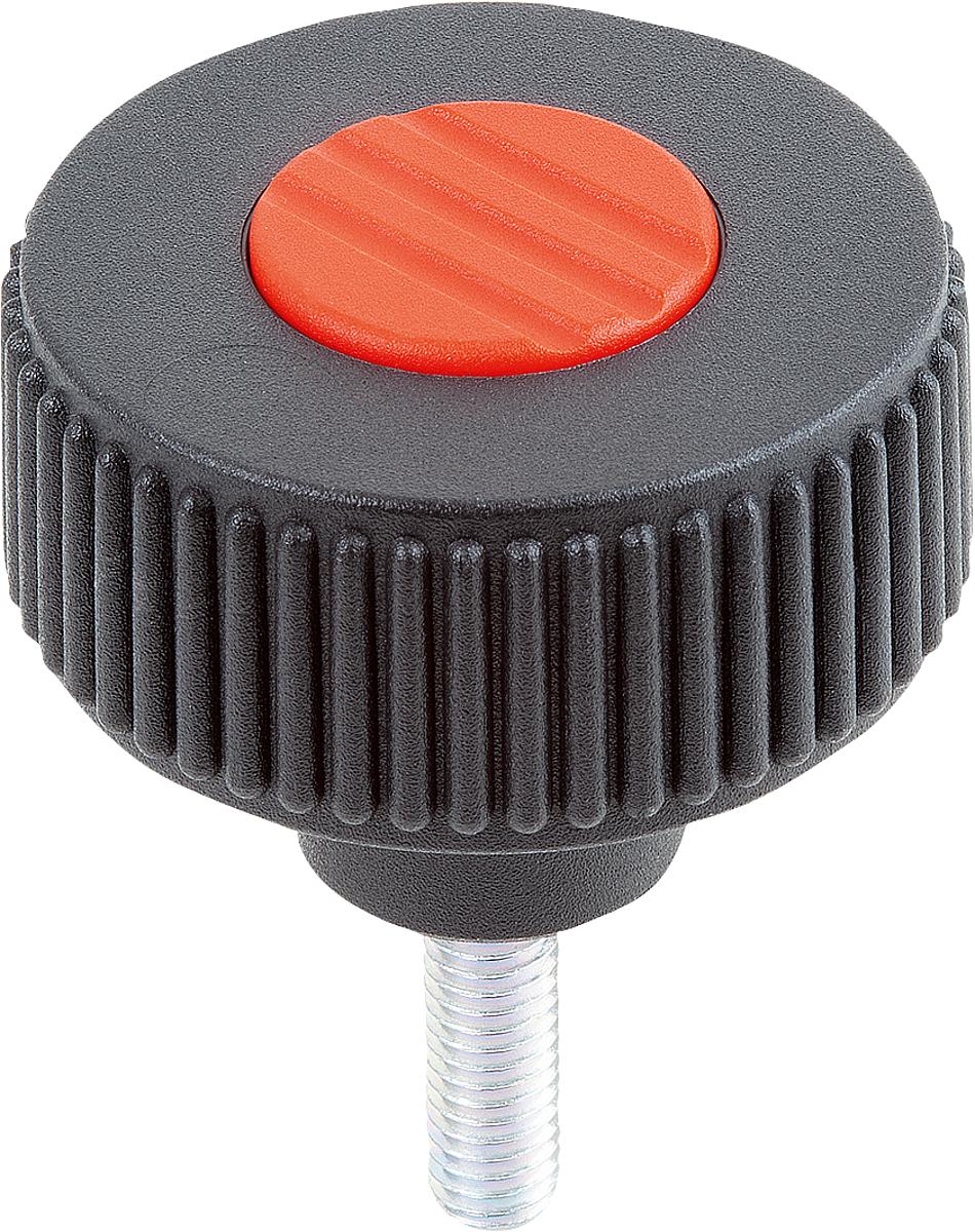 Kipp K0260.51066X20 NOVO.GRIP RÄNDELRAD  GR.1  FORM L, D=40  M6X20, DECKEL VERKEHRSROT - K0260-51066X20 NOVO GRIP RAENDELRAD GR 1 FORM L - D 40 M6X20 - DECKEL VERKEHRSROT