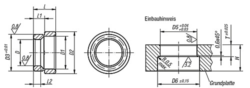 Norelem 03155-20 AUFNAHMEBUCHSE FORM A, D=20, L=17,1 - Norelem 03155 Aufnahmebuchsen Form A -rueckseitig eingepresst-