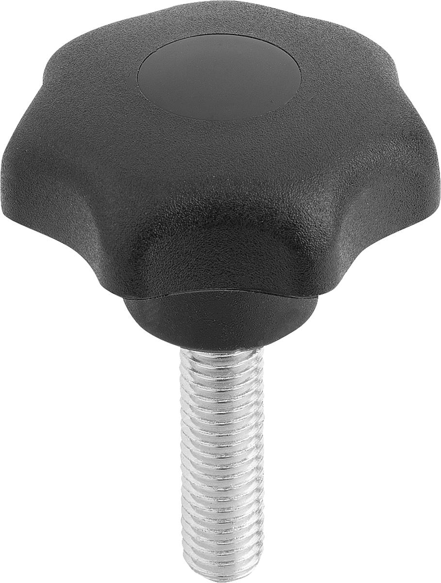 Norelem 06220-4061X10 STERNGRIFF D1=32  M6X10, FORM L, DECKEL SCHWARZ - 06220-4061X10 STERNGRIFF D1 32  M6X10 - FORM L - DECKEL SCHWARZ