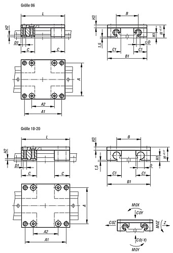 Norelem 21240-0600060 FÜHRUNGSWAGEN DRY LIN® W, - Norelem 21240 Fuehrungswagen DryLin W