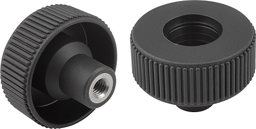 Kipp K0261.1105 NOVO.GRIP RÄNDELRAD  GR.1  FORM D  EDELSTAHL, D=40  M5 - KIPP K0261-D Raendelraeder mit Innengewinde - Stahlte