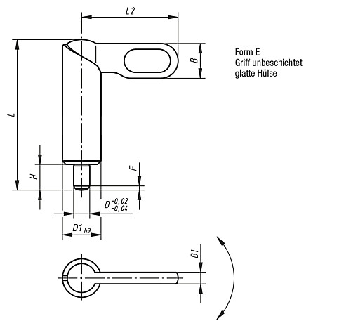 Norelem 03099-1080410 SPERRRIEGEL FORM E            EDELSTAHL, D=4, D1=10 GLATTE H - Norelem 03099 Sperrriegel Edelstahl