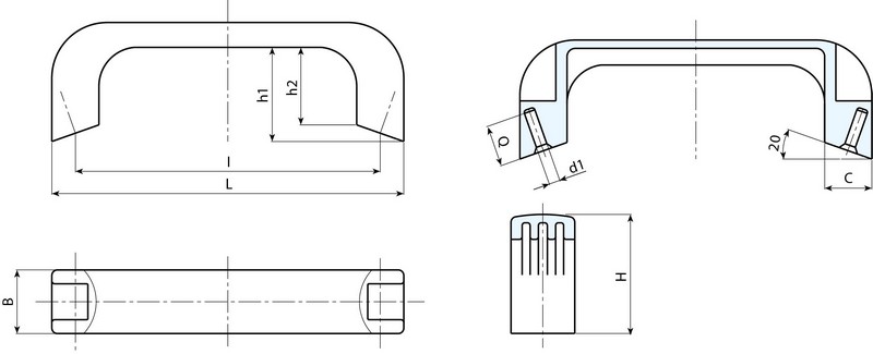 Leschhorn B225 Bügelgriffe  l 110; L 127; Glattloch d1 4; Kunststoff PA, schwarz - Boteco B225 Buegelgriffe