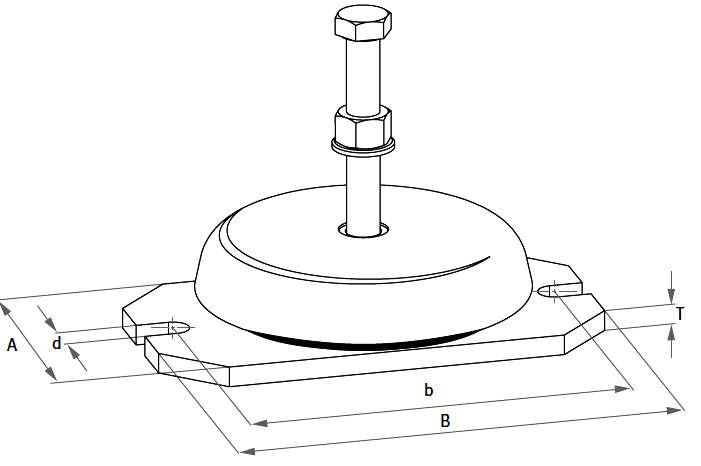 EFFBE LM5-27-6kt-BA Lagerungselemente, D= 160, H= 41, Schraube M16x100 mm, mit Bodenplatte, stat. Höchstlast 14 kN - LM Bodenplatte