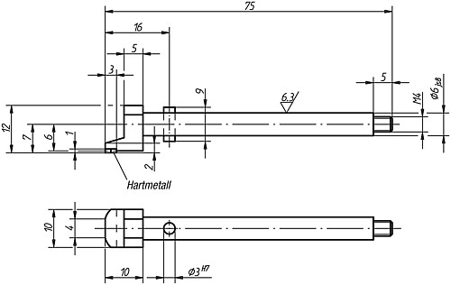 Norelem 33029-06075 TASTBOLZEN FLACH, ABGESETZT - Norelem 33029 Tastbolzen flach abgesetzt