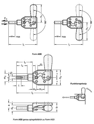Ganter 840-50-ASS SCHUBSTANGEN SPANNER FÜR DRUCK U.ZUGSPA. - GN 840 Schubstangen Spanner fuer Druck und Zugspannung-Skizze
