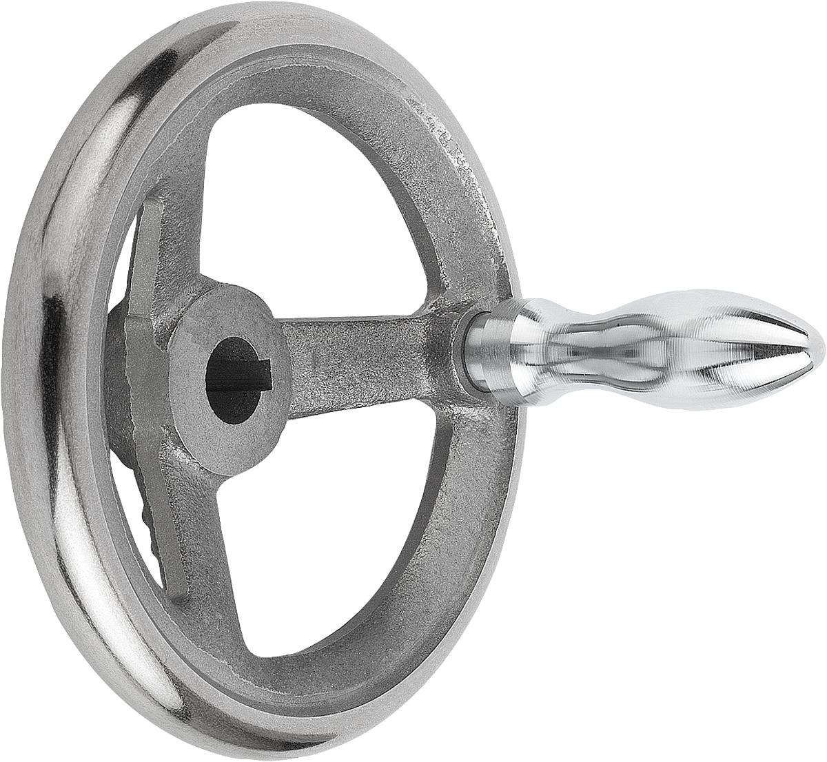 Norelem 06271-5080X10 HANDRAD DIN 950, GG, DREHB.GR.M.NUT, D1=80, D2=10 - 06271-5080X10 HANDRAD DIN 950 - GG - GRIFF DREHBAR - MIT NUT - D1 80 - D2 10