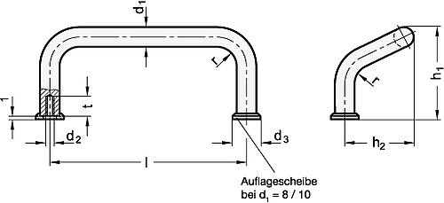 Ganter 425.1-10-100-BT Bügelgriffe, Stahl - GN 425-1 Buegelgriffe - Stahl-Skizze