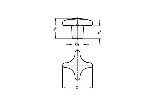Ganter 6335-AL-40-A KREUZGRIFF (SCHMIEDETEIL GEPRESST) - DIN 6335 Kreuzgriffe - Rohteil - Gusseisen - Aluminium - ohne Bohrung-Skizze