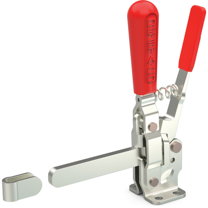 DESTACO 207-LBR Vertikal-Kniehebelspanner Haltekraft 1700 N - 2700 N, Öffnungswinkel 90° - 115° - DESTACO 207-LR Vertikalspanner - massiver Spannarm lang - Fuss gerade - mit Zusatzverriegelung