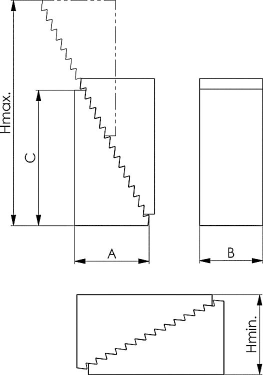 AMF 6500E-1 Universal-Spannunterlagen, Größe : 1, H min.: 23, H max.: 51, A: 19,0 - LE 6500E Universal-Spannunterlagen -Skizze