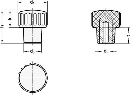Ganter 530.1-32-M10-WS Rändelmuttern mit Edelstahl Buchse - GN 530-1 Raendelmuttern mit Edelstahl Buchse-Skizze