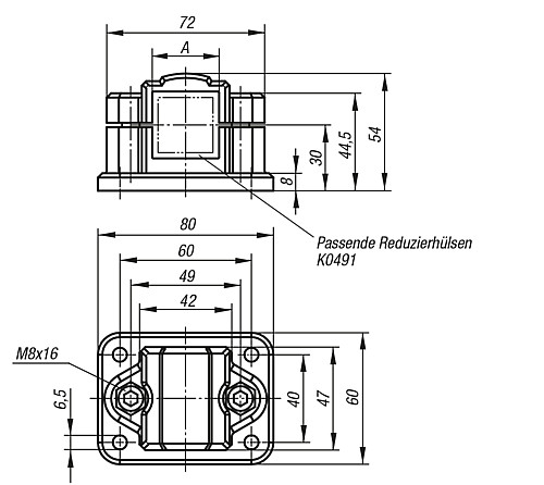 Kipp K0480.30 FLANSCHKLEMMSTÜCK THERMOPLAST - KIPP K0480 Flanschklemmstueck - Kunststoff