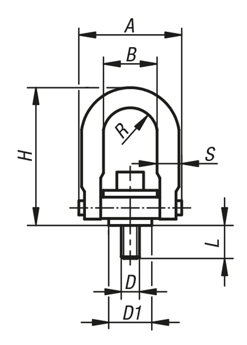 Norelem 07735-120 LASTBÜGEL D=M20, - NLM 07735 Lastbuegel mit Envirolox Beschichtung - Massblatt