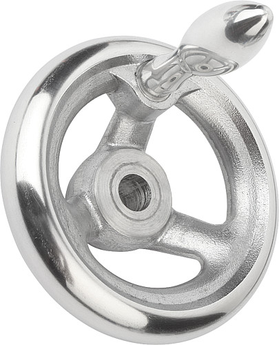 Norelem 06273-3080X10 HANDRAD DIN 950, ALU, FESTST.GR.M.NUT, D1=80, D2=10 - Norelem 06273-MFG Handraeder DIN 950 aus Aluminium - mit feststehendem Ballengriff