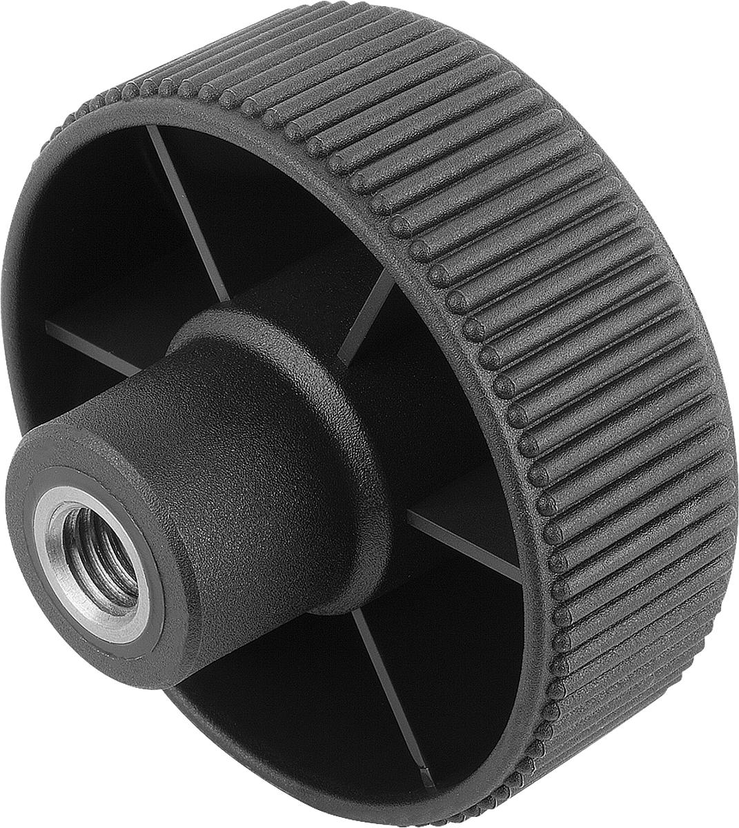 Kipp K0261.2108 NOVO.GRIP RÄNDELRAD  GR.1  FORM K  EDELSTAHL, D=40  M8, DECKEL SCHWARZGRAU - K0261-2108 NOVO GRIP RAENDELRAD GR 1 FORM K EDELSTAHL - D 40 M8 - DECKEL SCHWARZGRAU