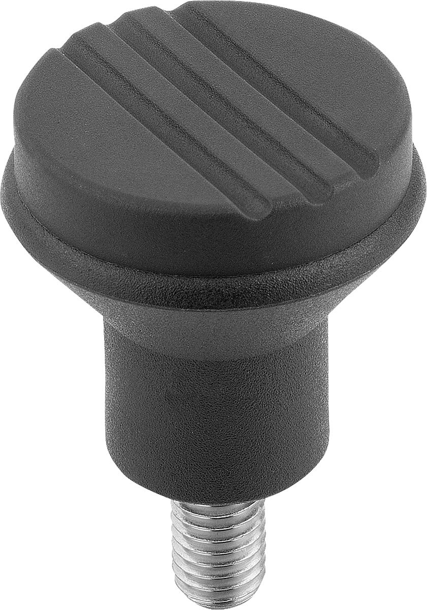 Kipp K0251.005X10 NOVO.GRIP PILZKNOPF GR.1  M5X10    EDELSTAHL, DECKEL SCHWARZGRAU - K0251-005X10 NOVO GRIP PILZKNOPF GR 1 M5X10 EDELSTAHL - DECKEL SCHWARZGRAU