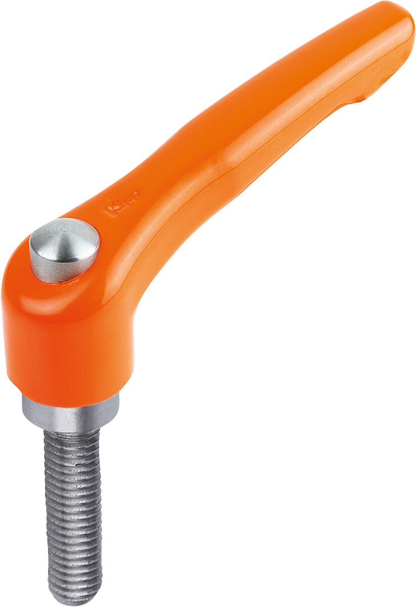 Norelem 06461-93082X25 KLEMMHEBEL GR.3 M8x25 EDELSTAHL MIT SCHUTZKAPPE, GRIFFHEBEL ORANGE - 06461-93082X25 KLEMMHEBEL GR-3 M8x25 EDELSTAHL MIT SCHUTZKAPPE - GRIFFHEBEL ORANGE