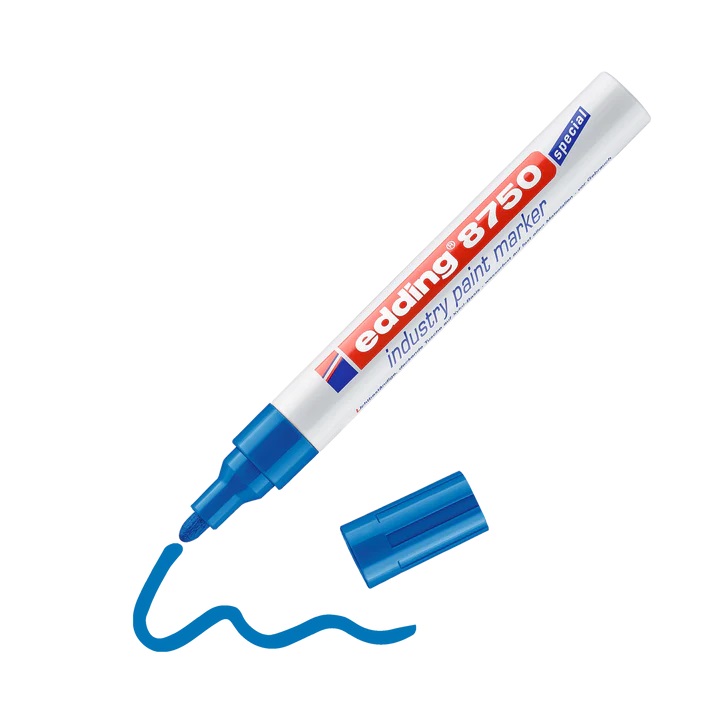 edding 4-8750002 edding® Lackmarker, Strichbreite 2-4 mm, wasserfest, Rundspitze, gelb - edding 8750 Industrie Lackmarker - Rundspitze 2-4 mm - blau