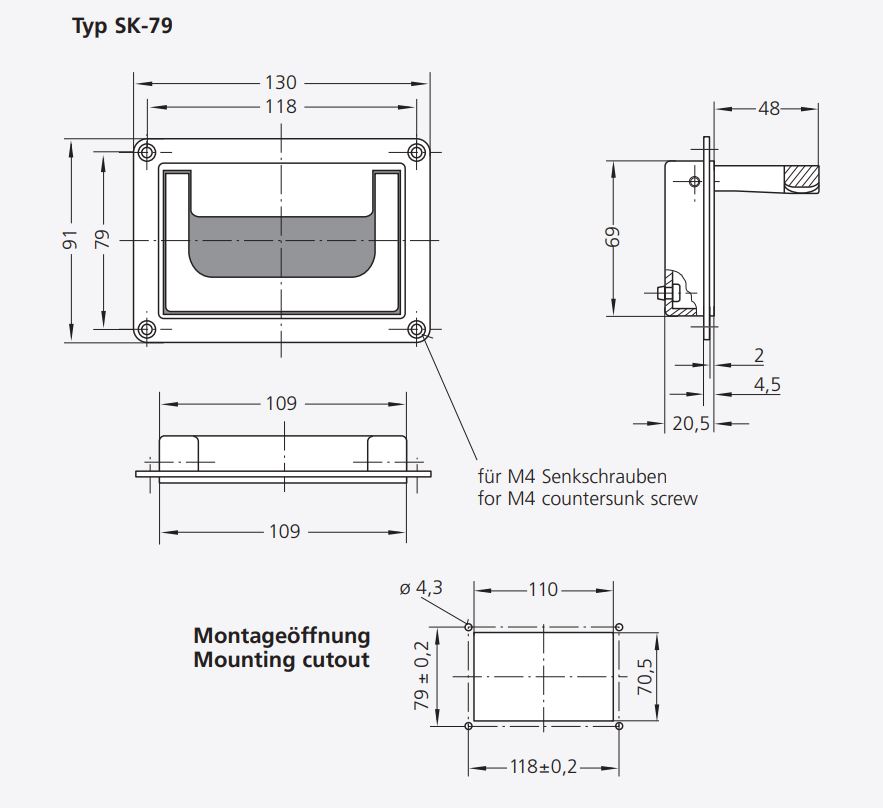 Leschhorn SK-79.S118.9005 Schalenklappgriffe Schnapprastung A 118,  schwarz pulverbeschichtet - LE SK-79 Schalenklappgriffe - Aluminium - TZ