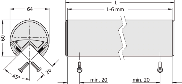 Leschhorn PG-01.600.11   Aluminium Profilgriff L 600, natur eloxiert - Leschhorn PG Aluminium Profilgriff