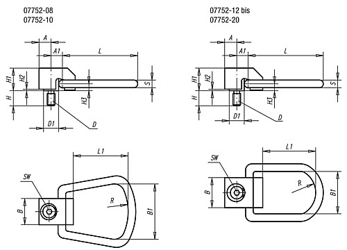 Norelem 07752-08 LASTBÜGEL MIT SEITENZUG - Norelem 07752 Lastbuegel mit Seitenzug